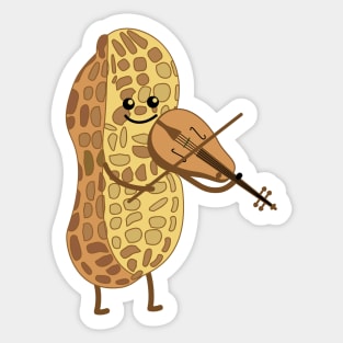 Funny peanut with violin Sticker